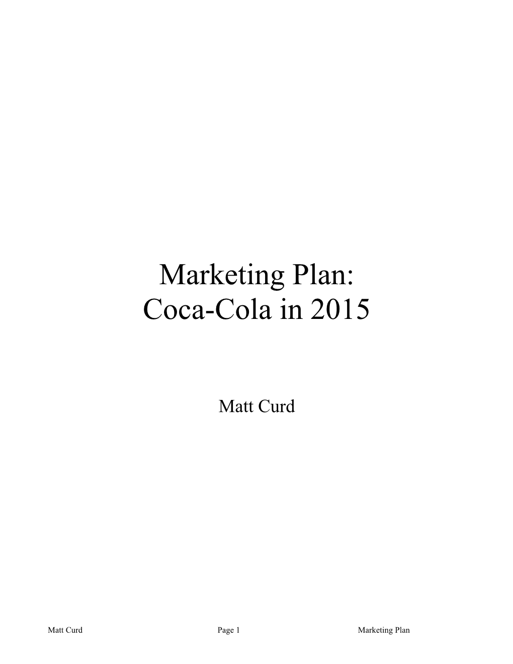 Coca-Cola Marketing Plan