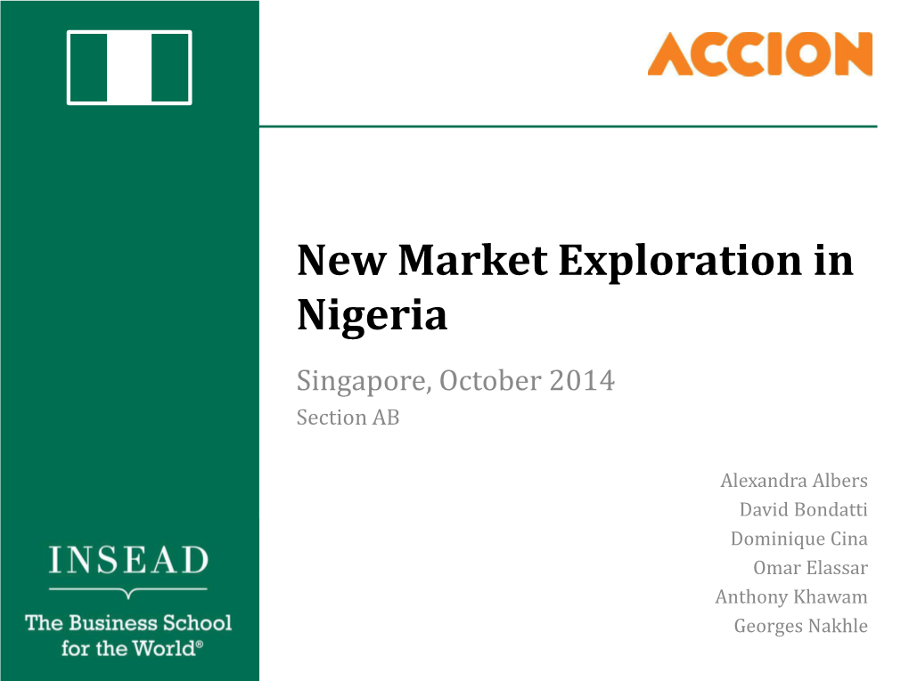 New Market Exploration in Nigeria