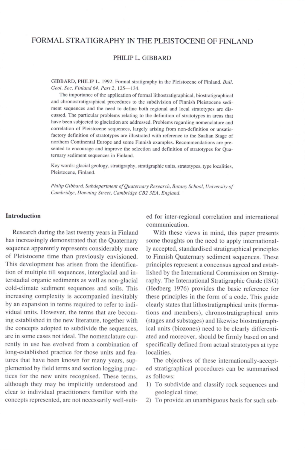 Formal Stratigraphy in the Pleistocene of Finland