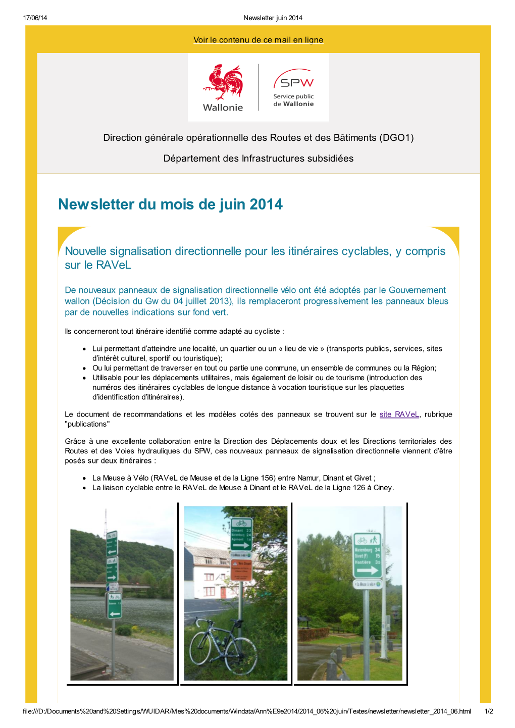 Newsletter Du Mois De Juin 2014