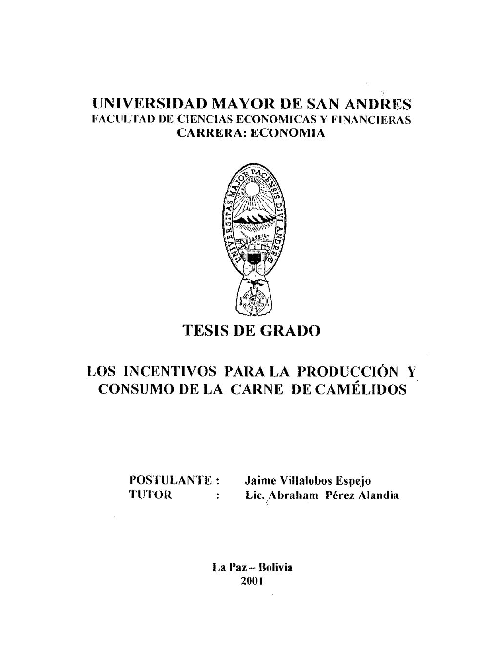 Universidad Mayor De San Andres Tesis De Grado Los