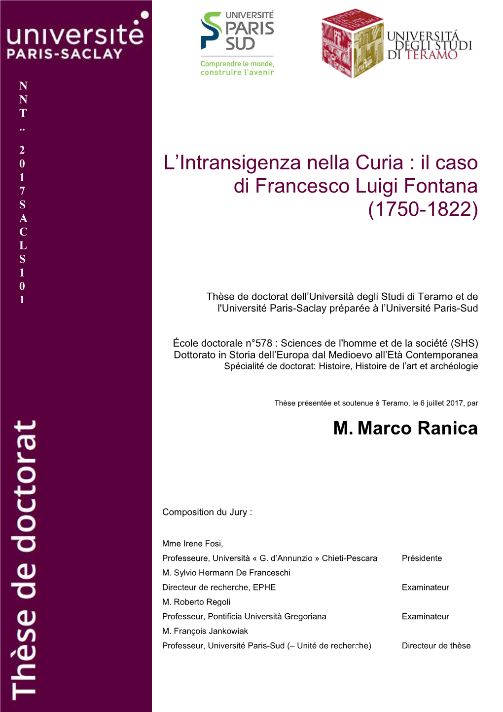 L'intransigenza Nella Curia Di Francesco Luigi Fontan