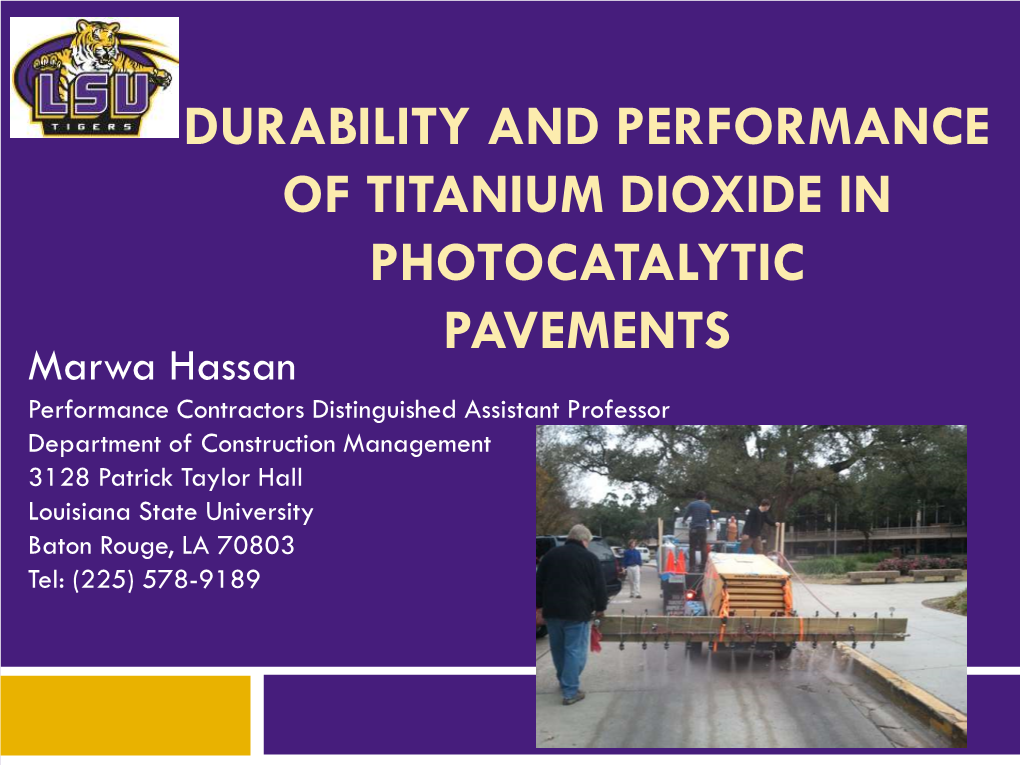 Durability and Performance of Titanium Dioxide in Photocatalytic