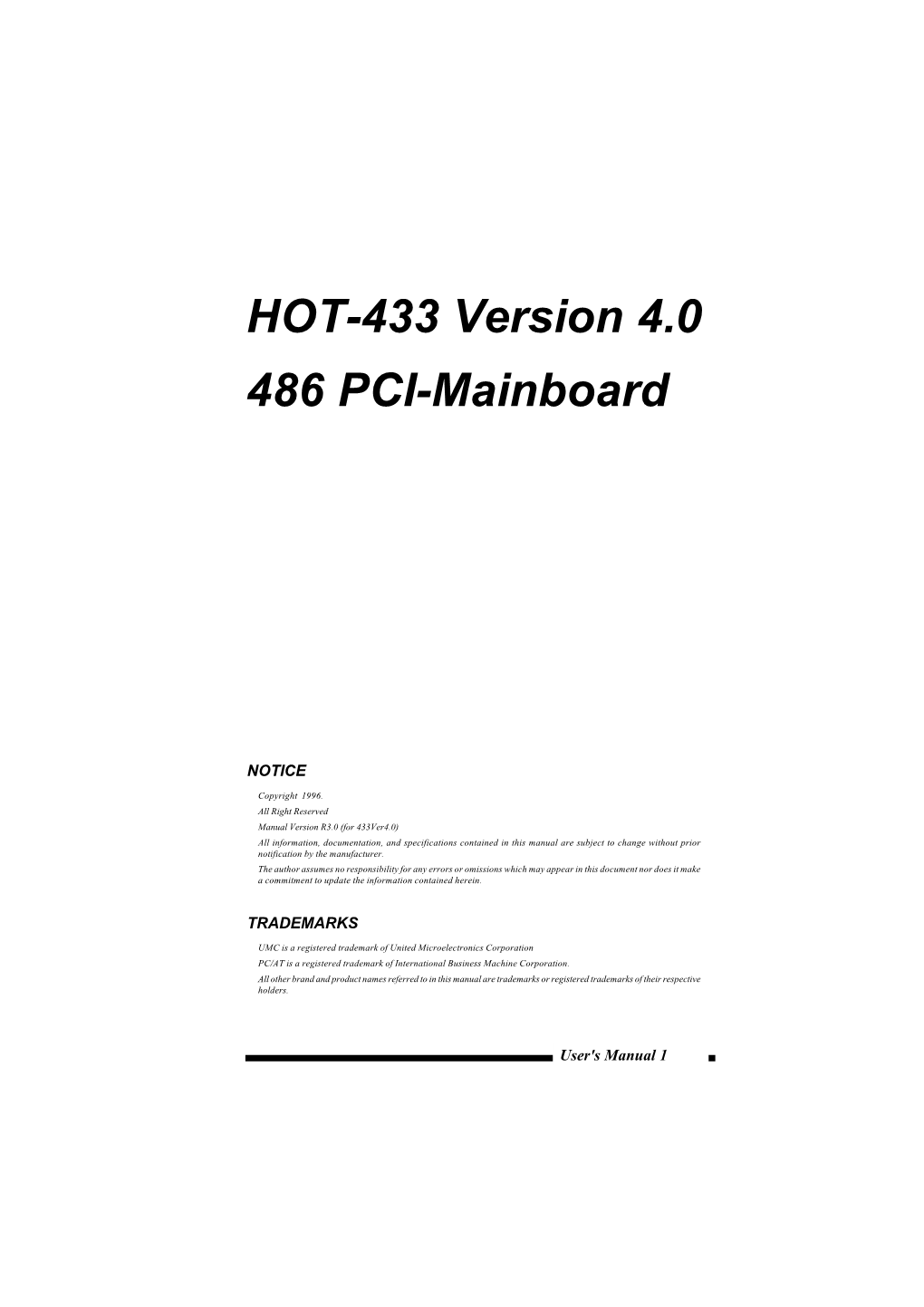 HOT-433 Version 4.0 486 PCI-Mainboard