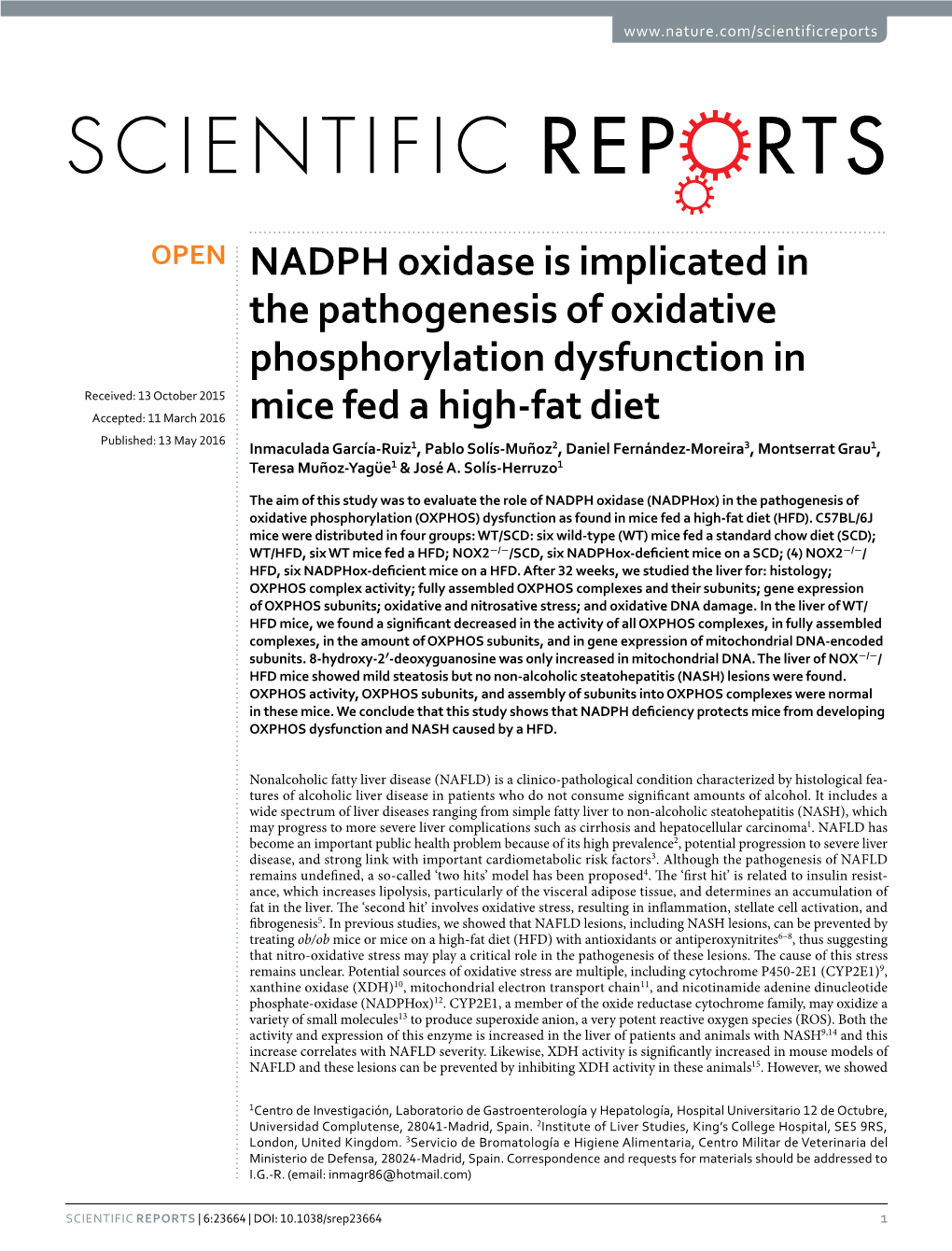 NADPH Oxidase Is Implicated in the Pathogenesis of Oxidative