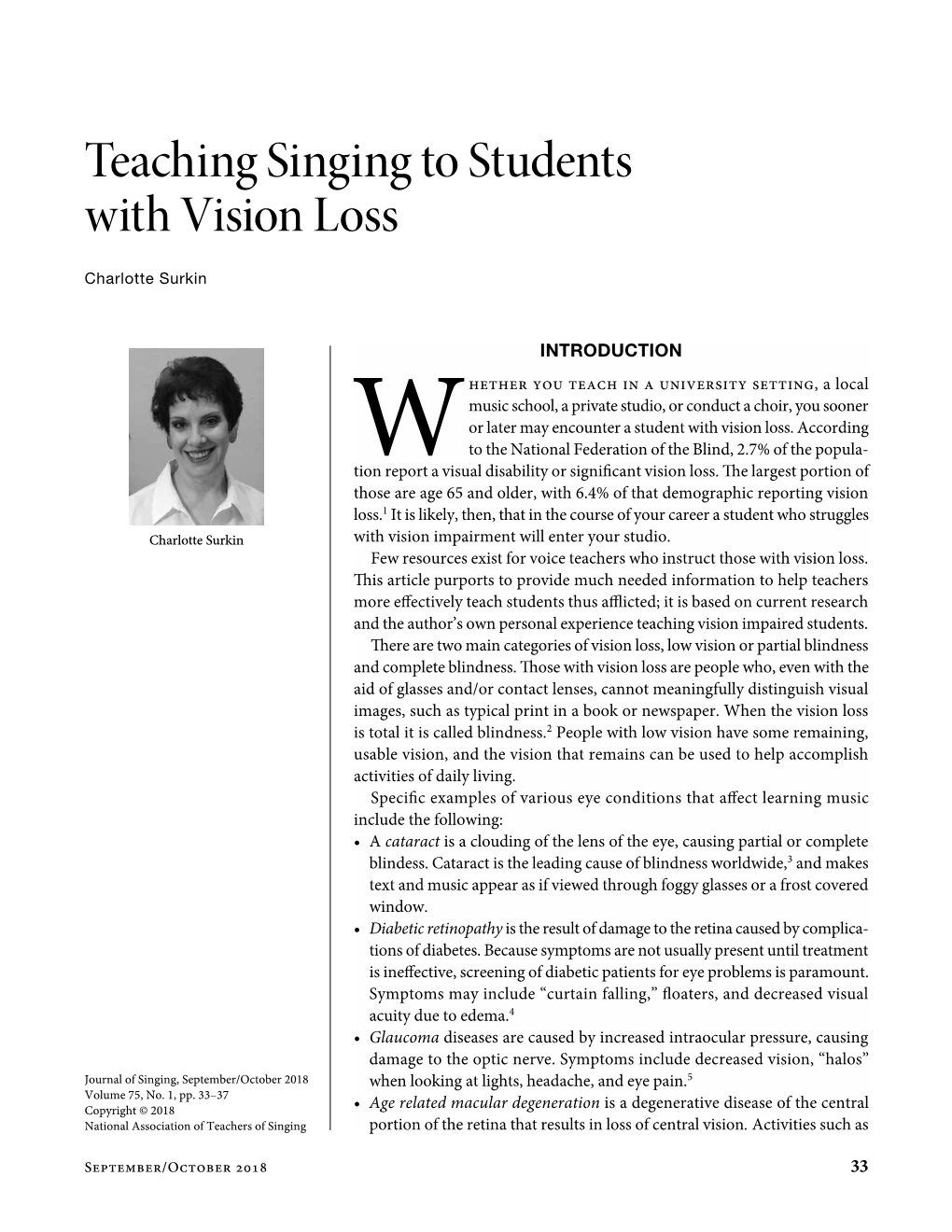 Teaching Singing to Students with Vision Loss