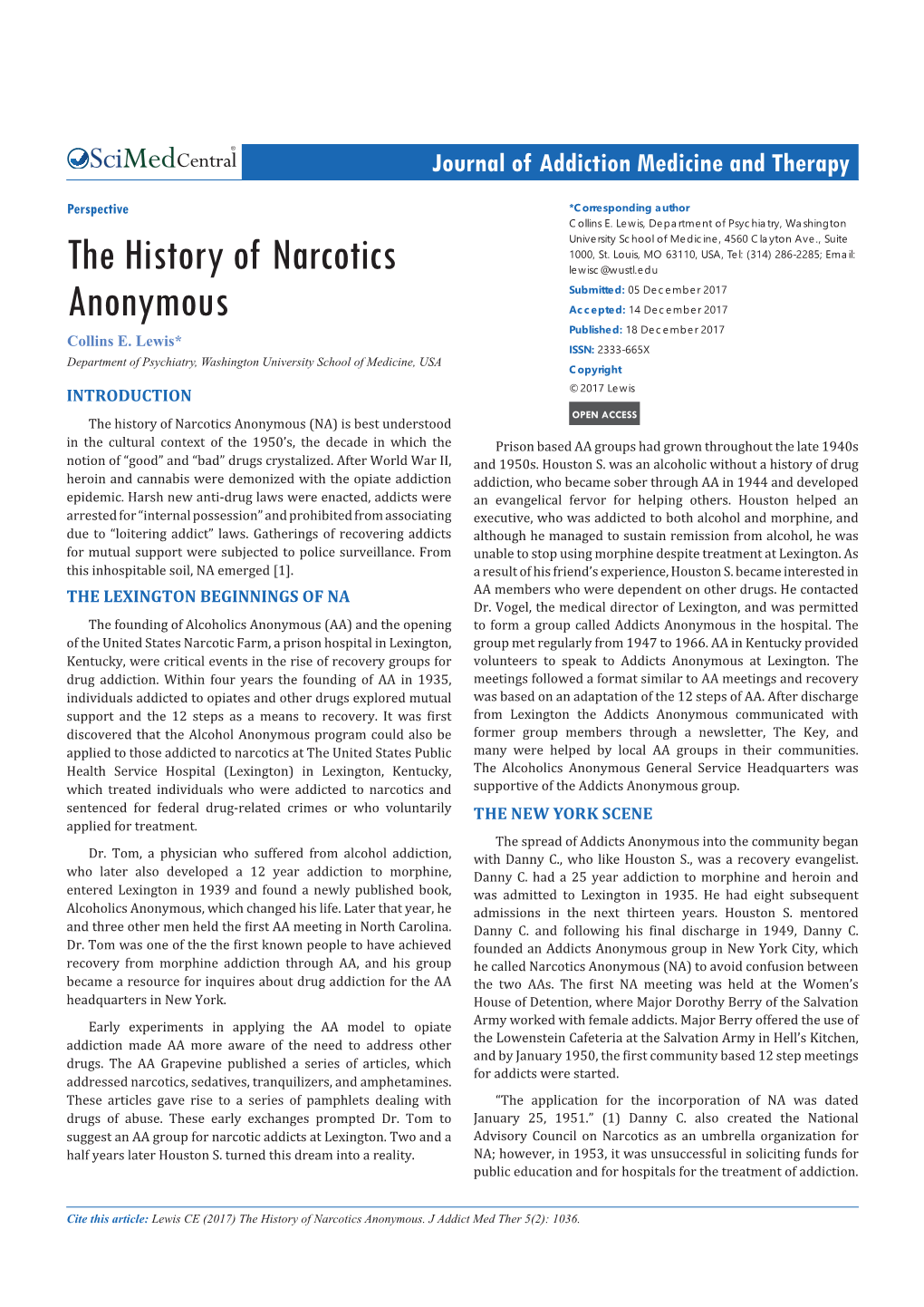 The History of Narcotics Anonymous