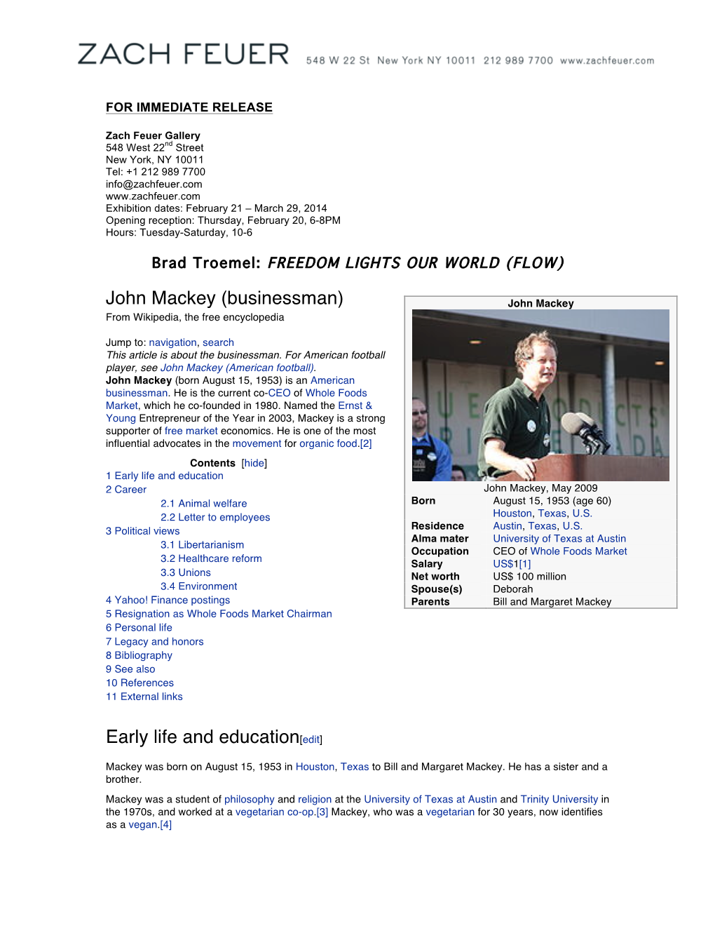 John Mackey (Businessman) John Mackey from Wikipedia, the Free Encyclopedia