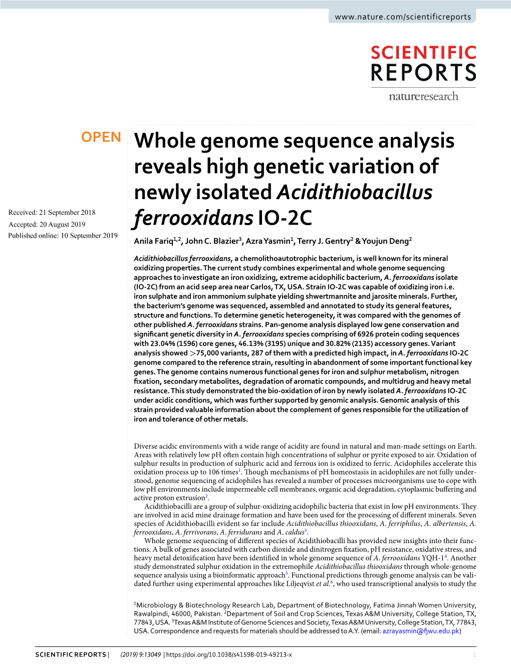 Whole Genome Sequence Analysis Reveals High Genetic Variation Of