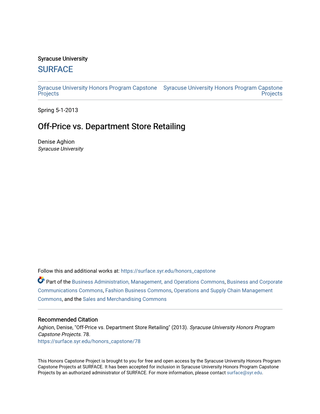 Off-Price Vs. Department Store Retailing