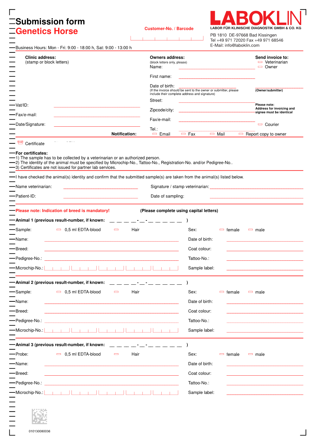 Submission Form Genetics Horse