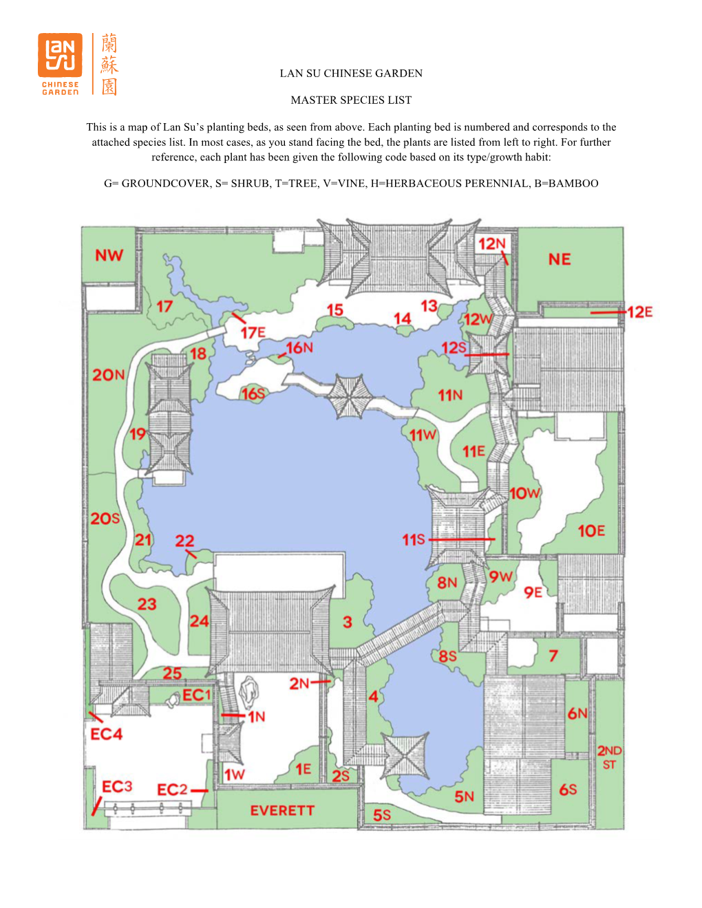 LAN SU CHINESE GARDEN MASTER SPECIES LIST This Is a Map Of