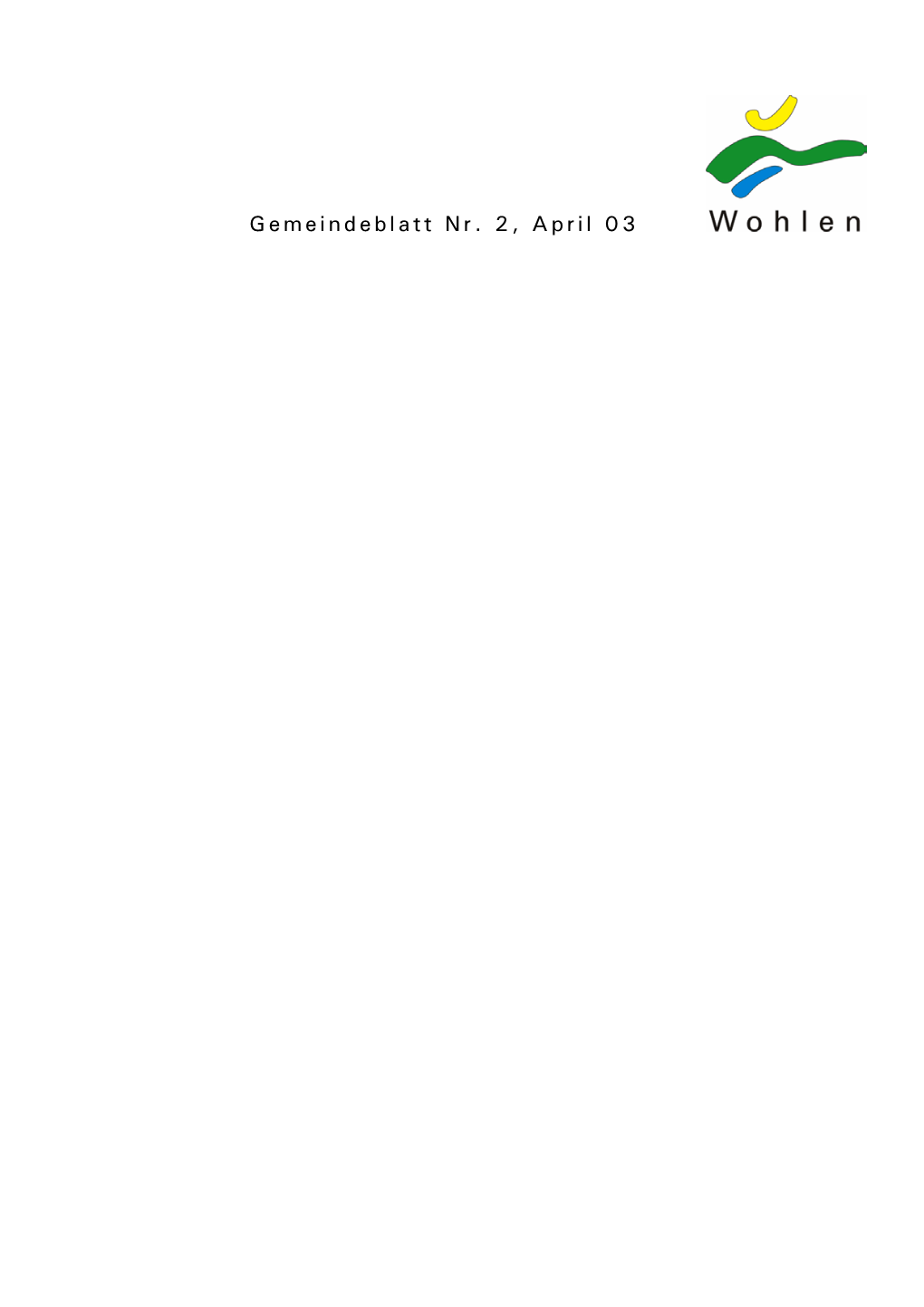 Gemeindeblatt Nr. 2, April 03