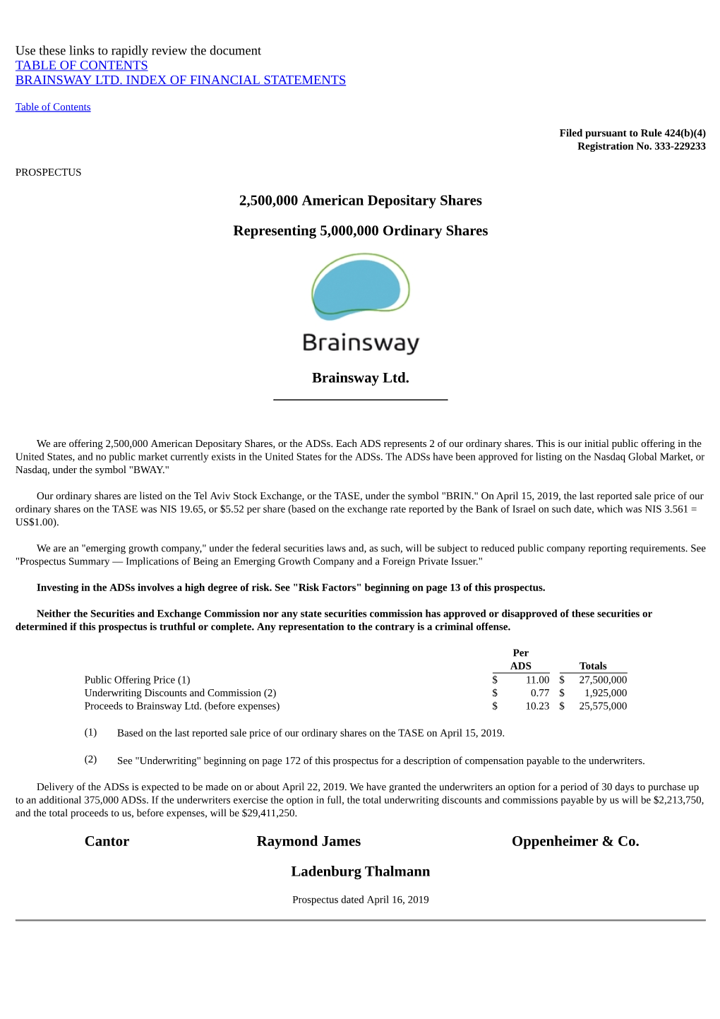 2500000 American Depositary Shares