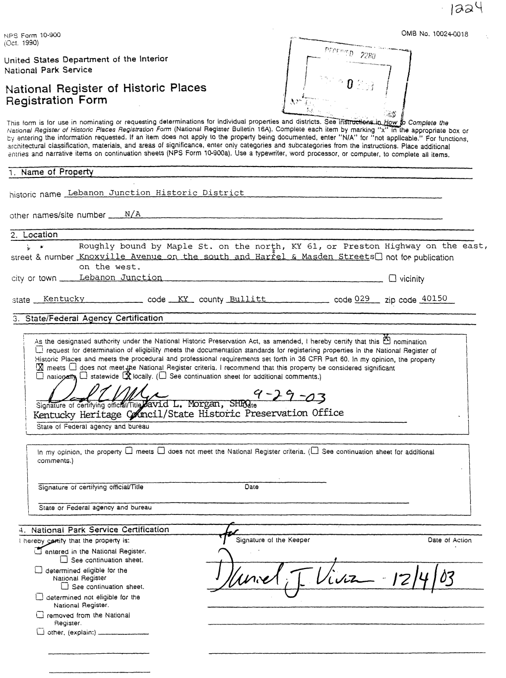 National Register of Historic Places Registration Form Kentucky Heritage