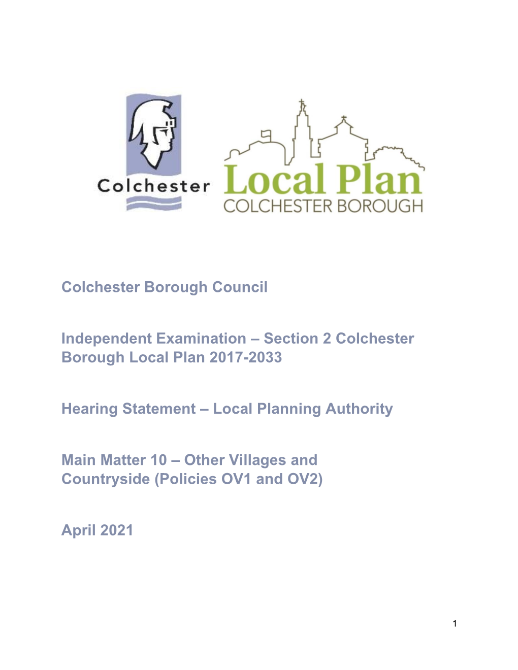 Section 2 Colchester Borough Local Plan 2017-2033 Hearing Statement
