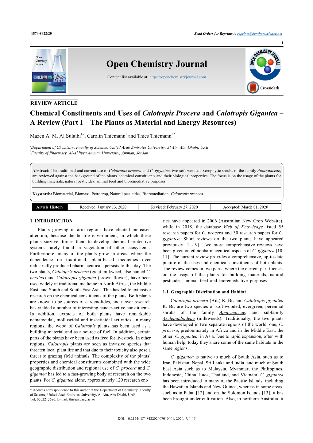 Open Chemistry Journal