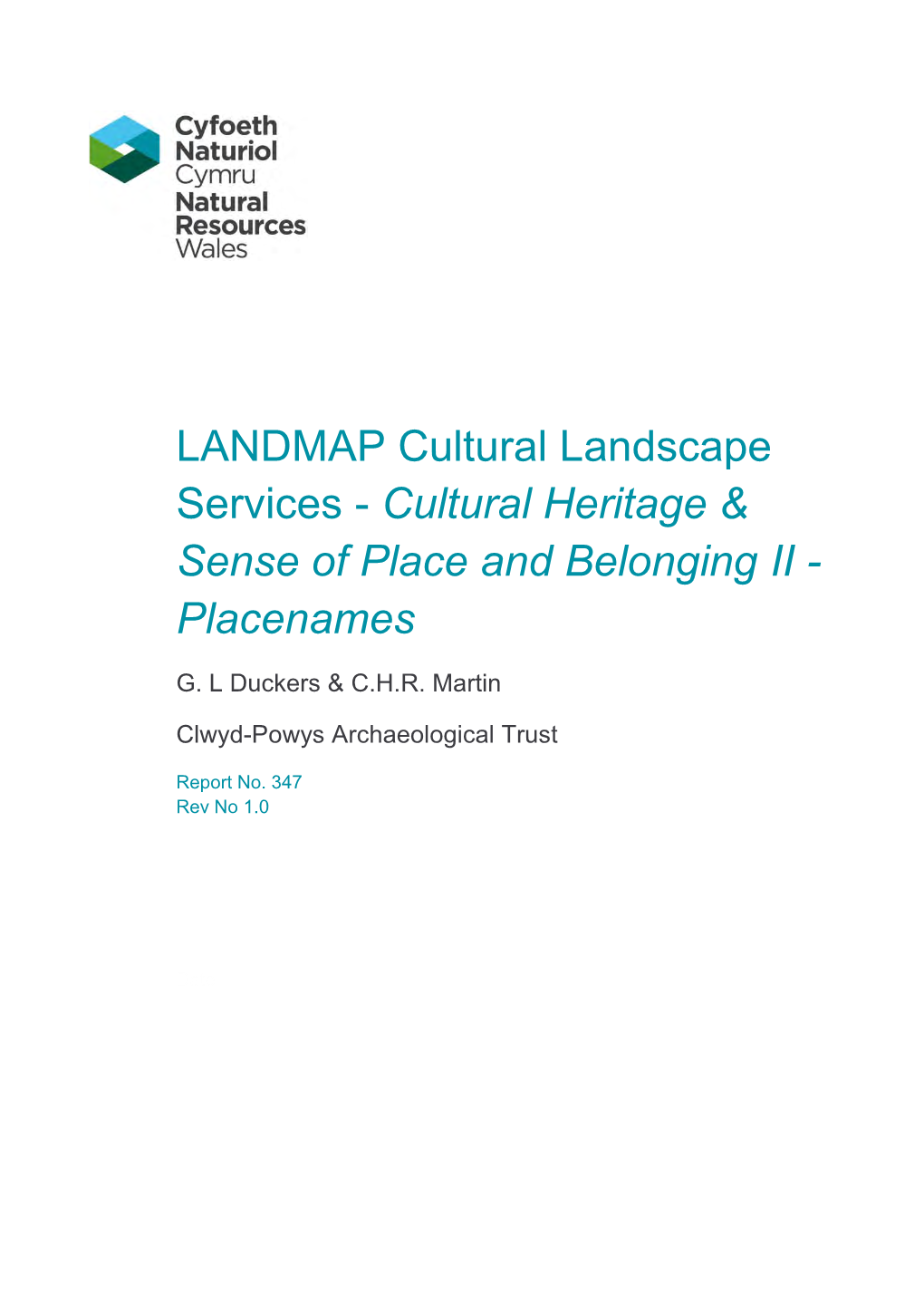 LANDMAP Cultural Landscape Services - Cultural Heritage & Sense of Place and Belonging II - Placenames