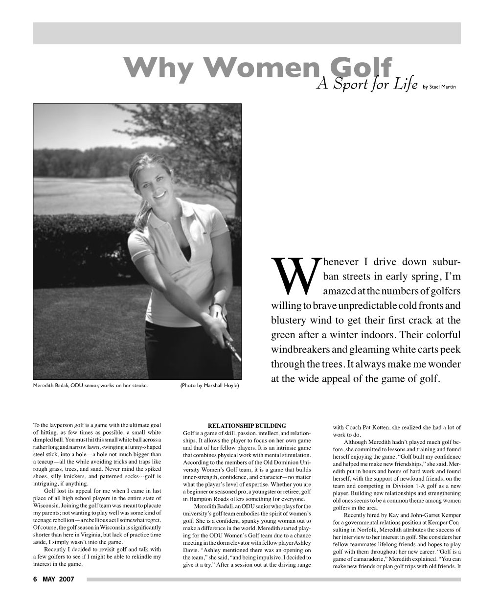 Why Women Golf a Sport for Life by Staci Martin