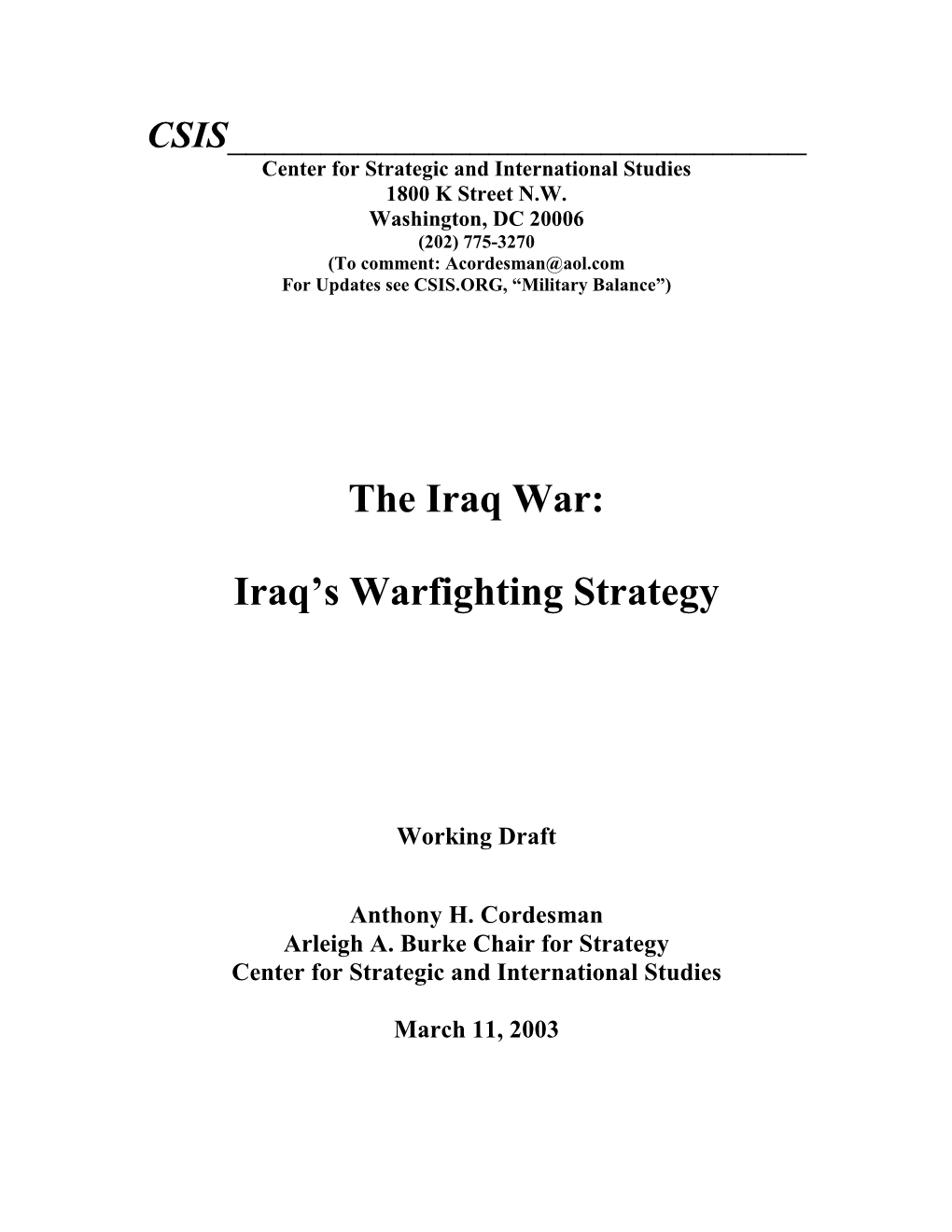 The Iraq War