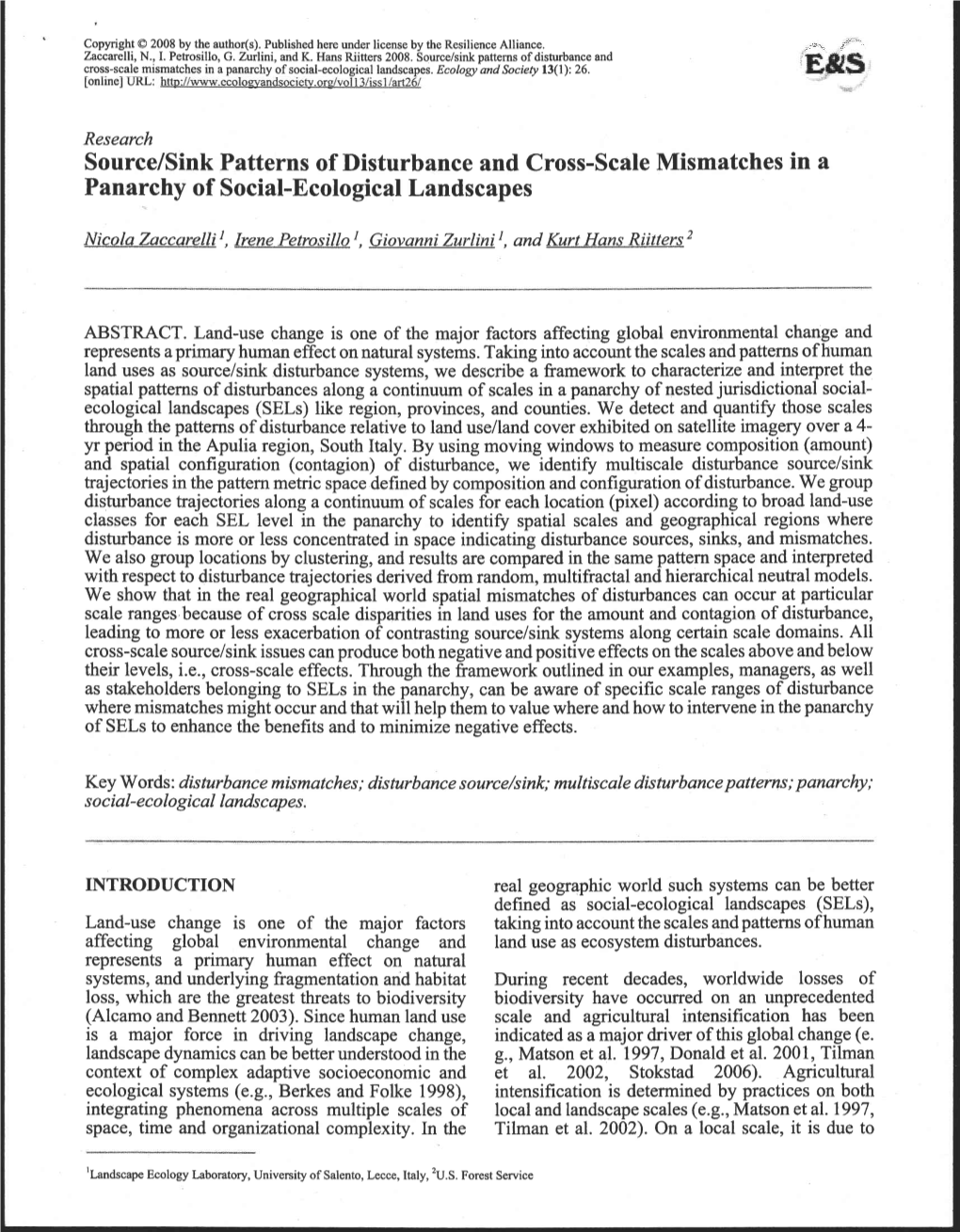 Source/Sink Patterns of Disturbance and Cross-Scale Mismatches in a Panarchy of Social-Ecological Landscapes