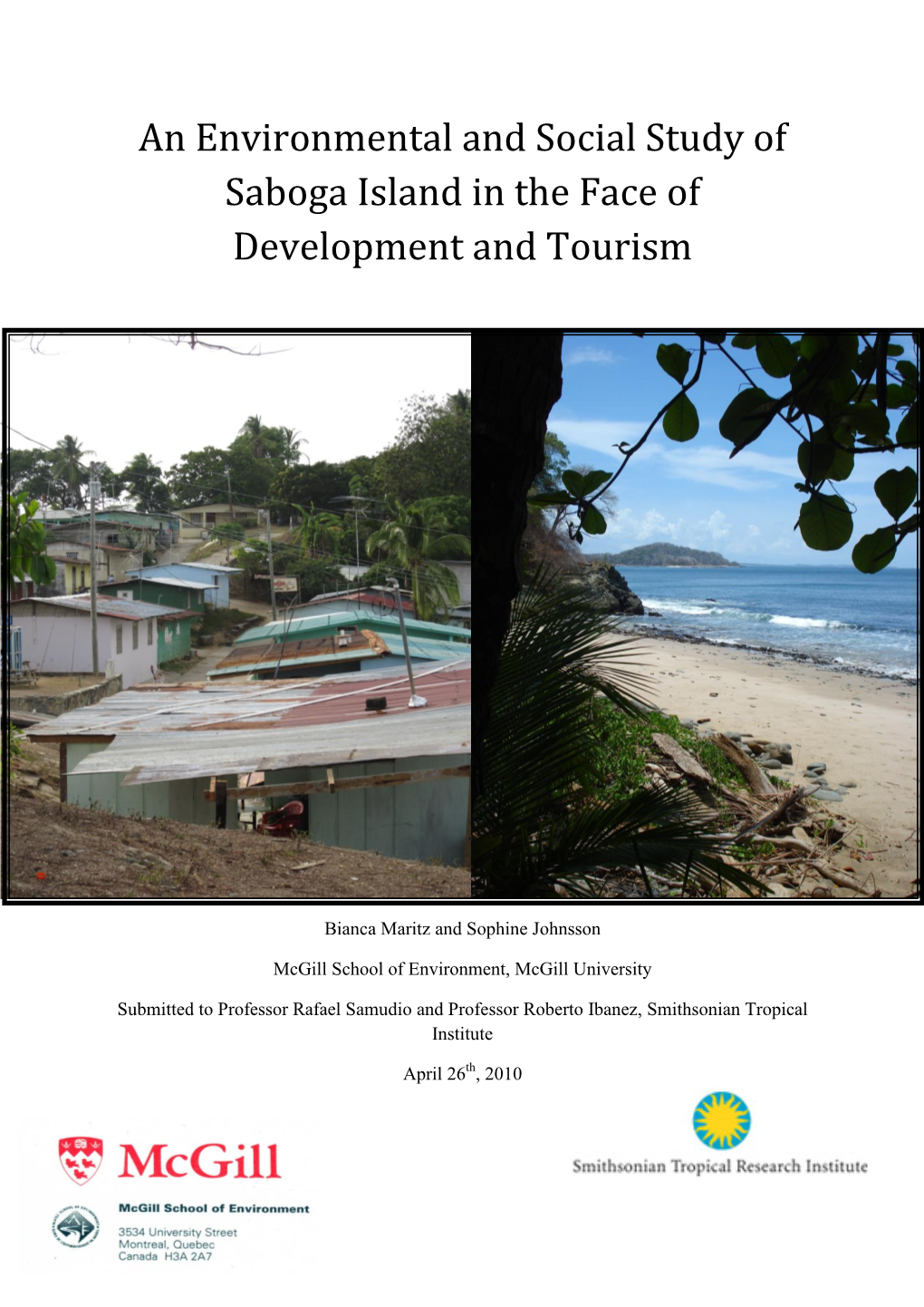 An Environmental and Social Study of Saboga Island in the Face of Development and Tourism