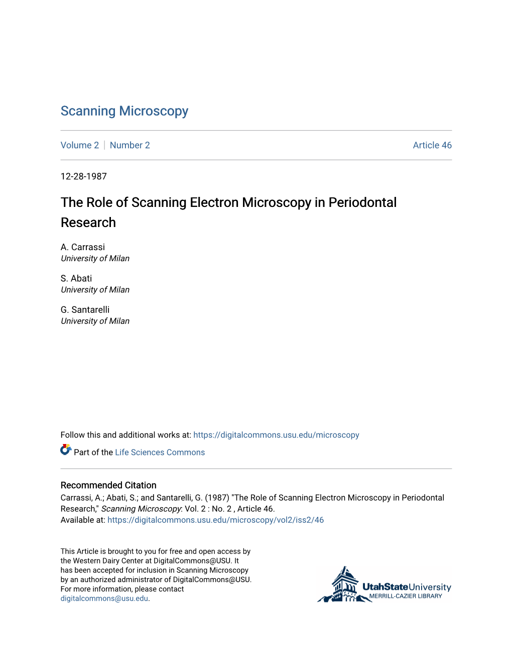 The Role of Scanning Electron Microscopy in Periodontal Research