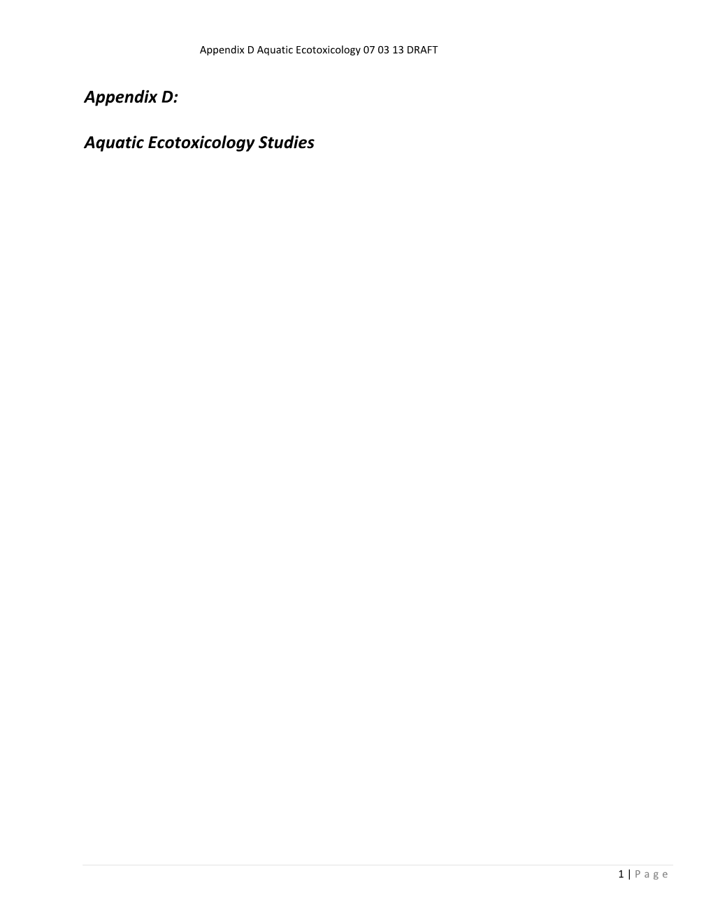 Appendix D: Aquatic Ecotoxicology Studies (PDF)