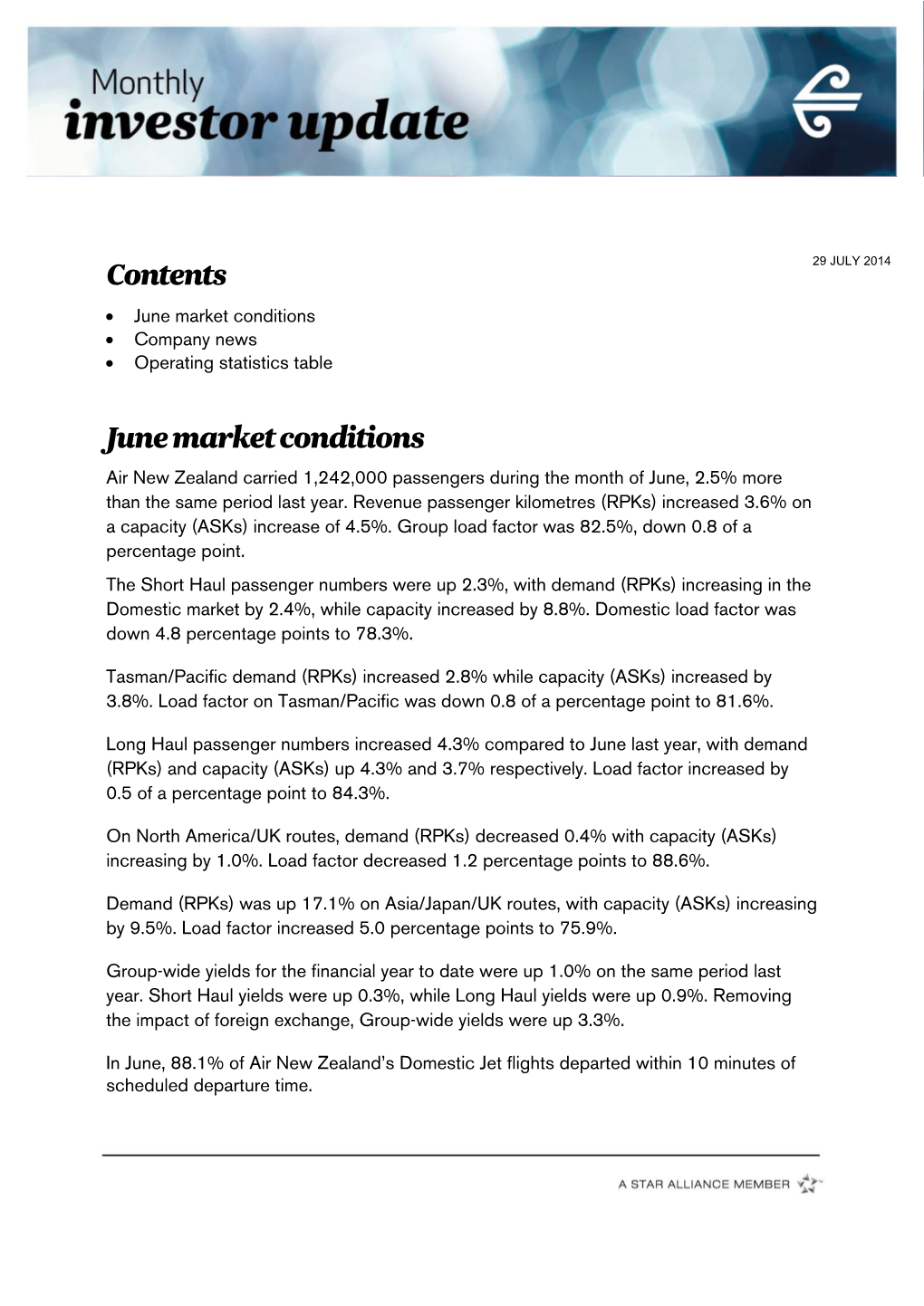 June 2014 Investor Update