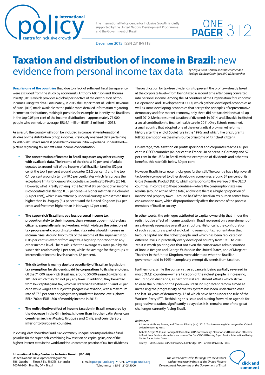 Taxation and Distribution of Income in Brazil