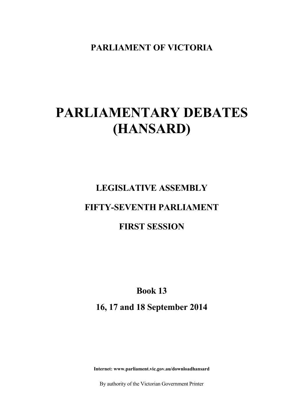 Parliamentary Debates (Hansard)