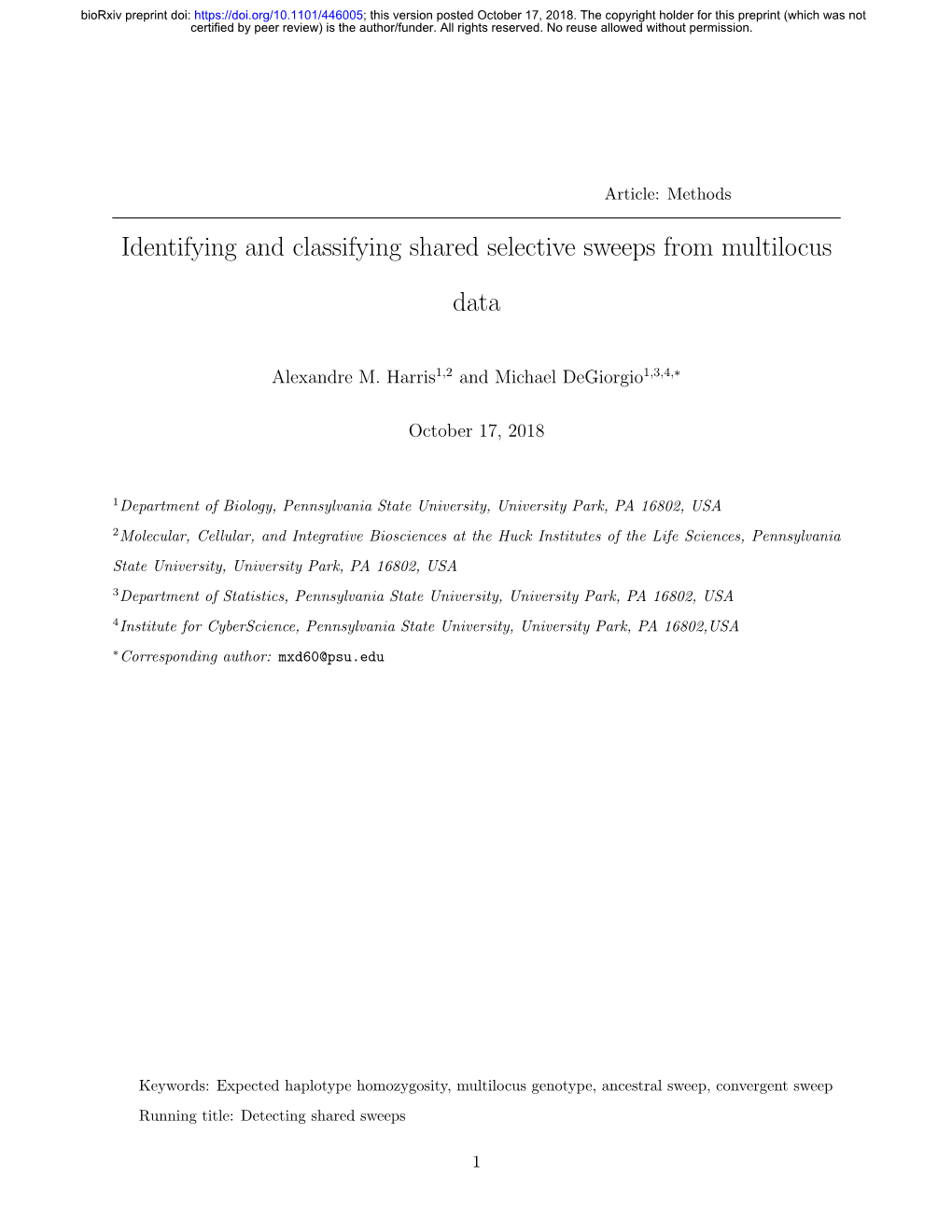 Identifying and Classifying Shared Selective Sweeps from Multilocus Data