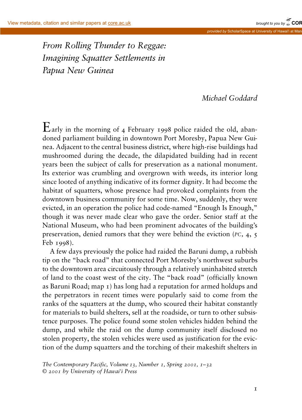 Imagining Squatter Settlements in Papua New Guinea