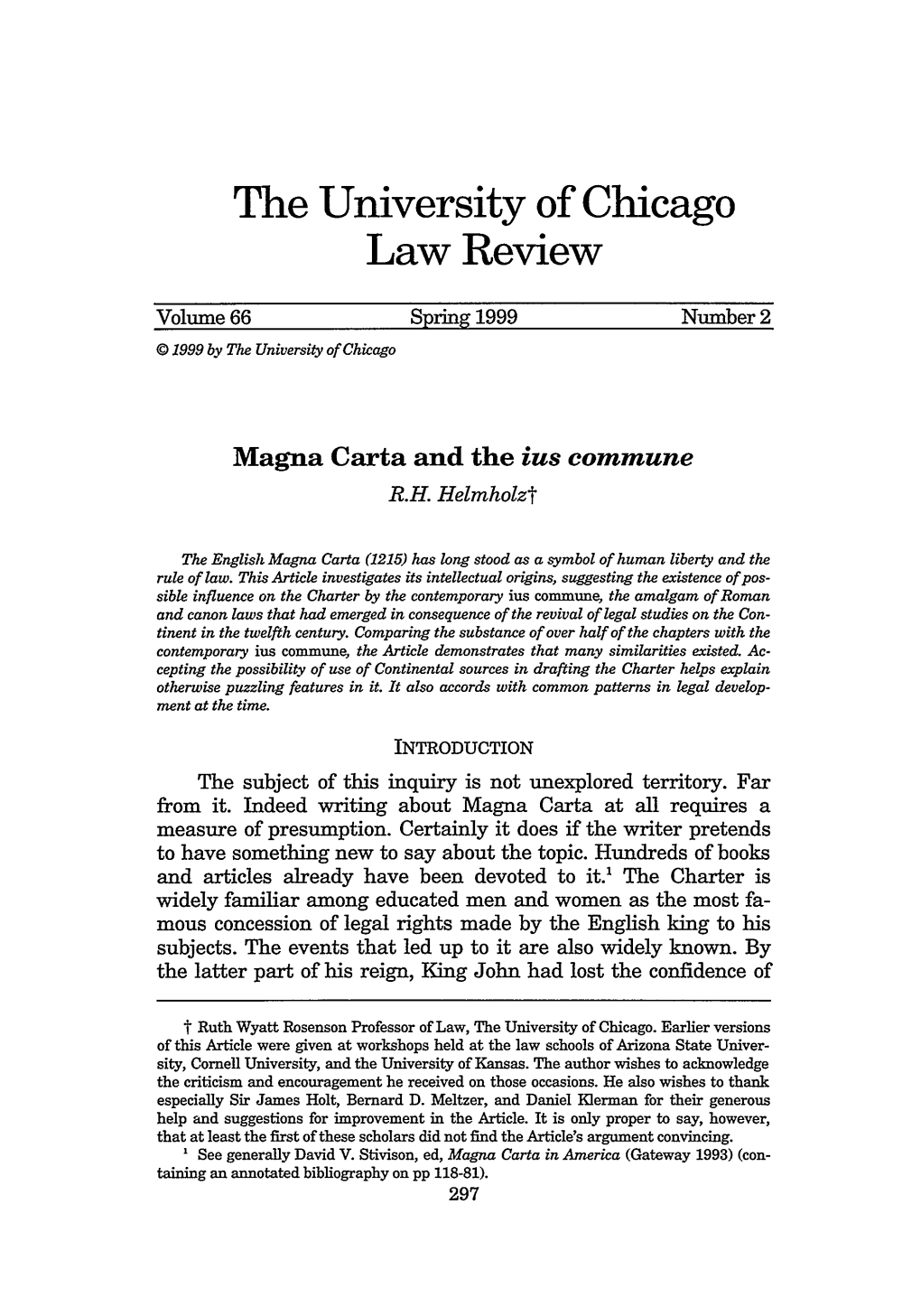 Magna Carta and the Ius Commune R.H