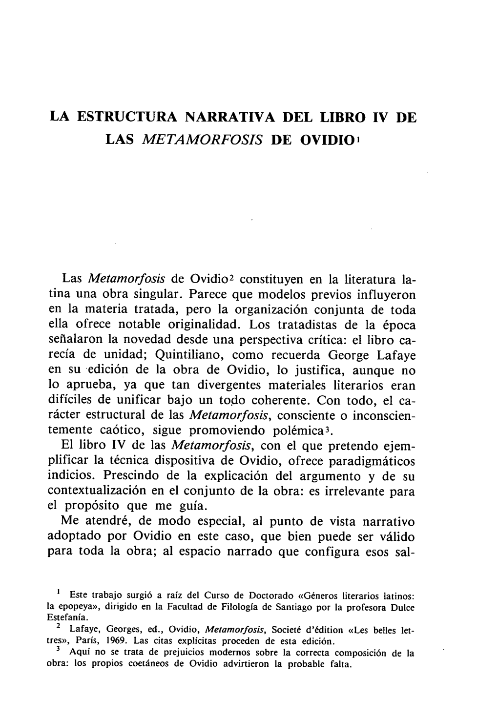 La Estructura Narrativa Del Libro Iv De Las Metamorfosis De Ovidio