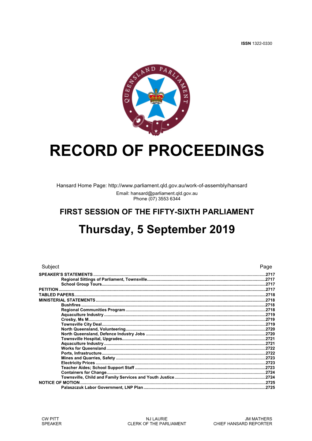 Record of Proceedings