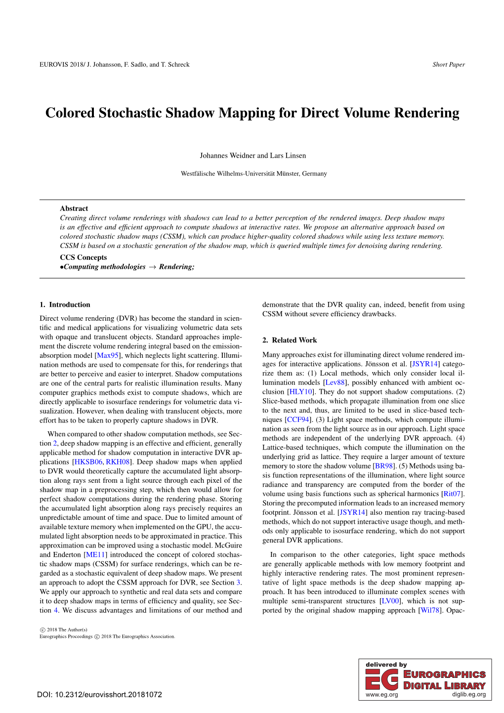 Colored Stochastic Shadow Mapping for Direct Volume Rendering