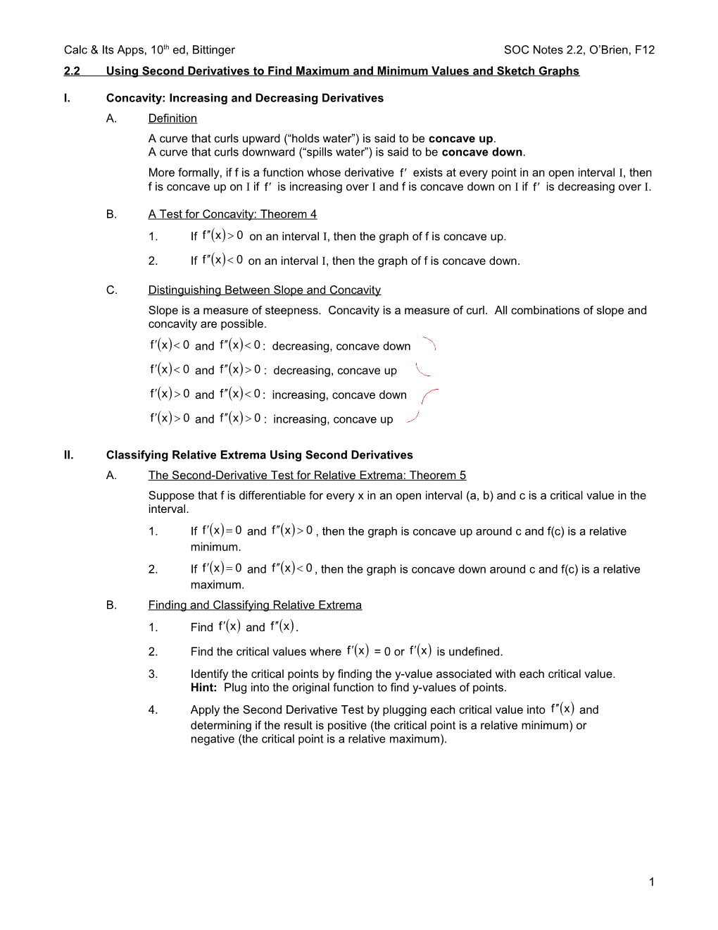 SOC 2.2 Notes Bittinger 10Th F12