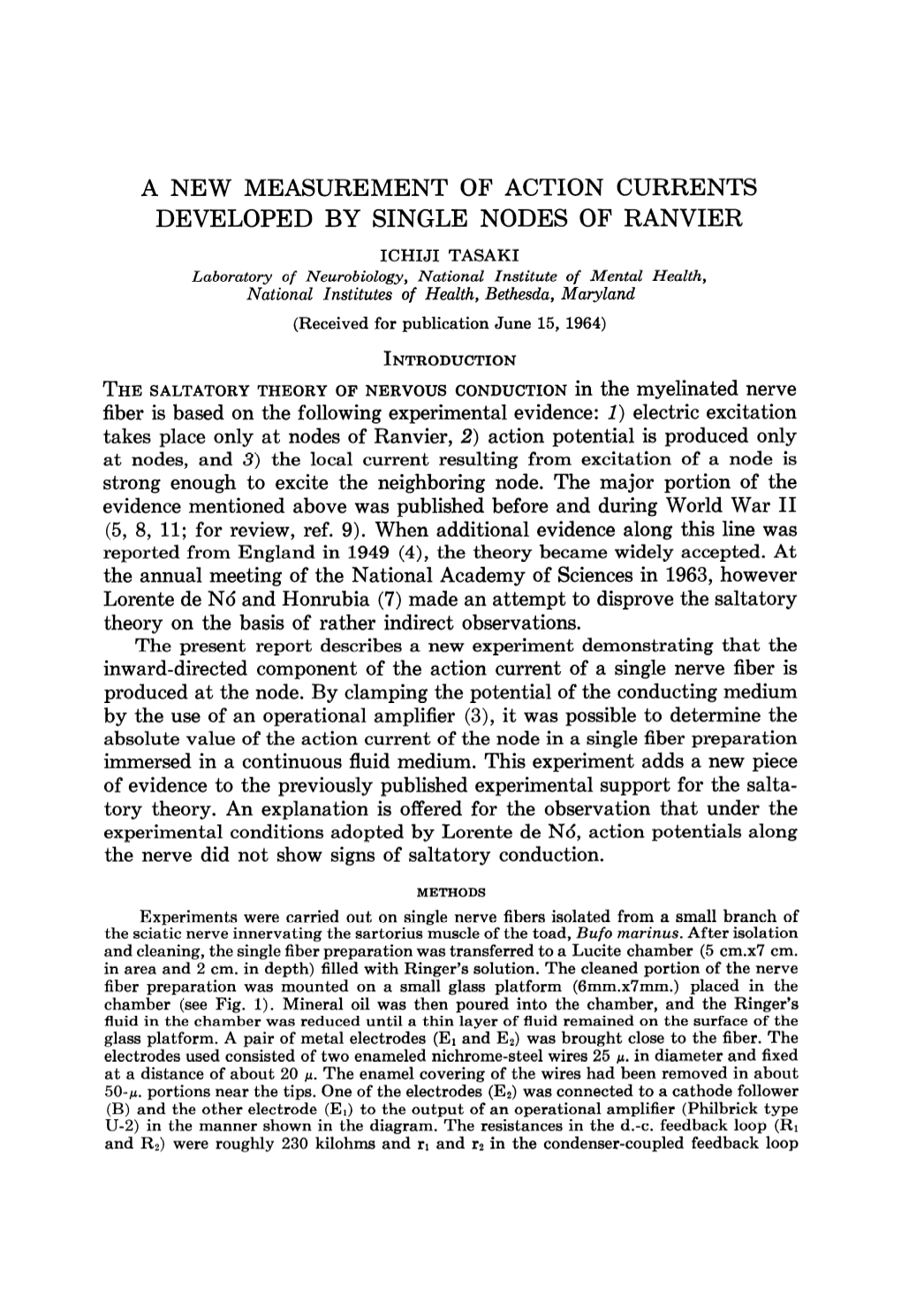 A New Measurement of Action Currents Developed by Single Nodes of Ranvier