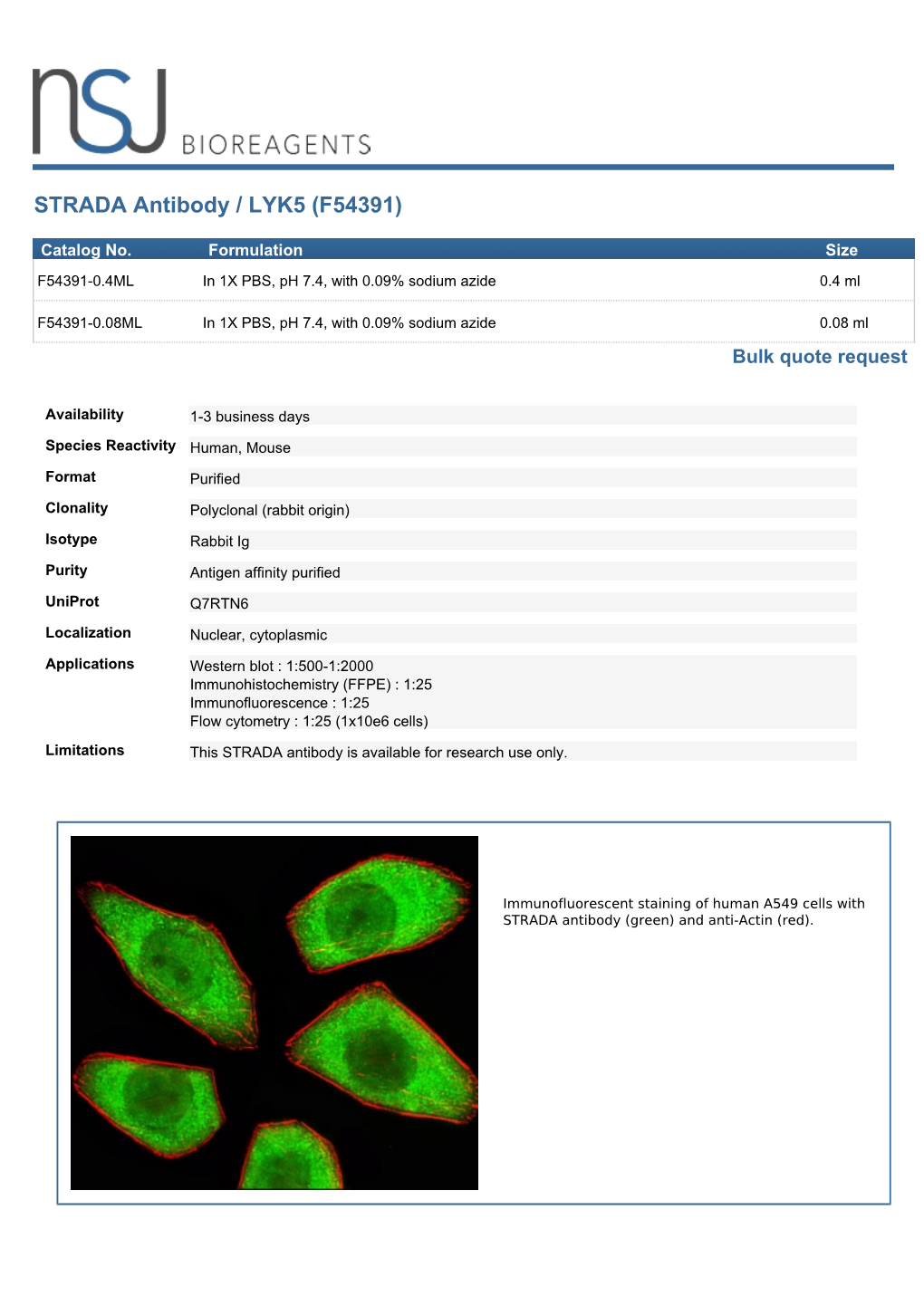 STRADA Antibody / LYK5 (F54391)