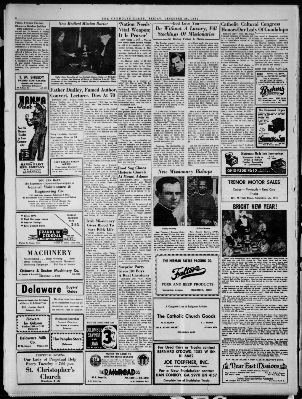 The Catholic Times. (Columbus, Ohio), 1952-12-26