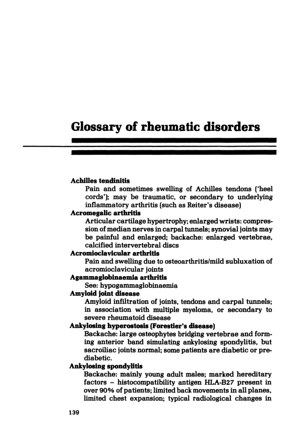 Glossary of Rheumatic Disorders