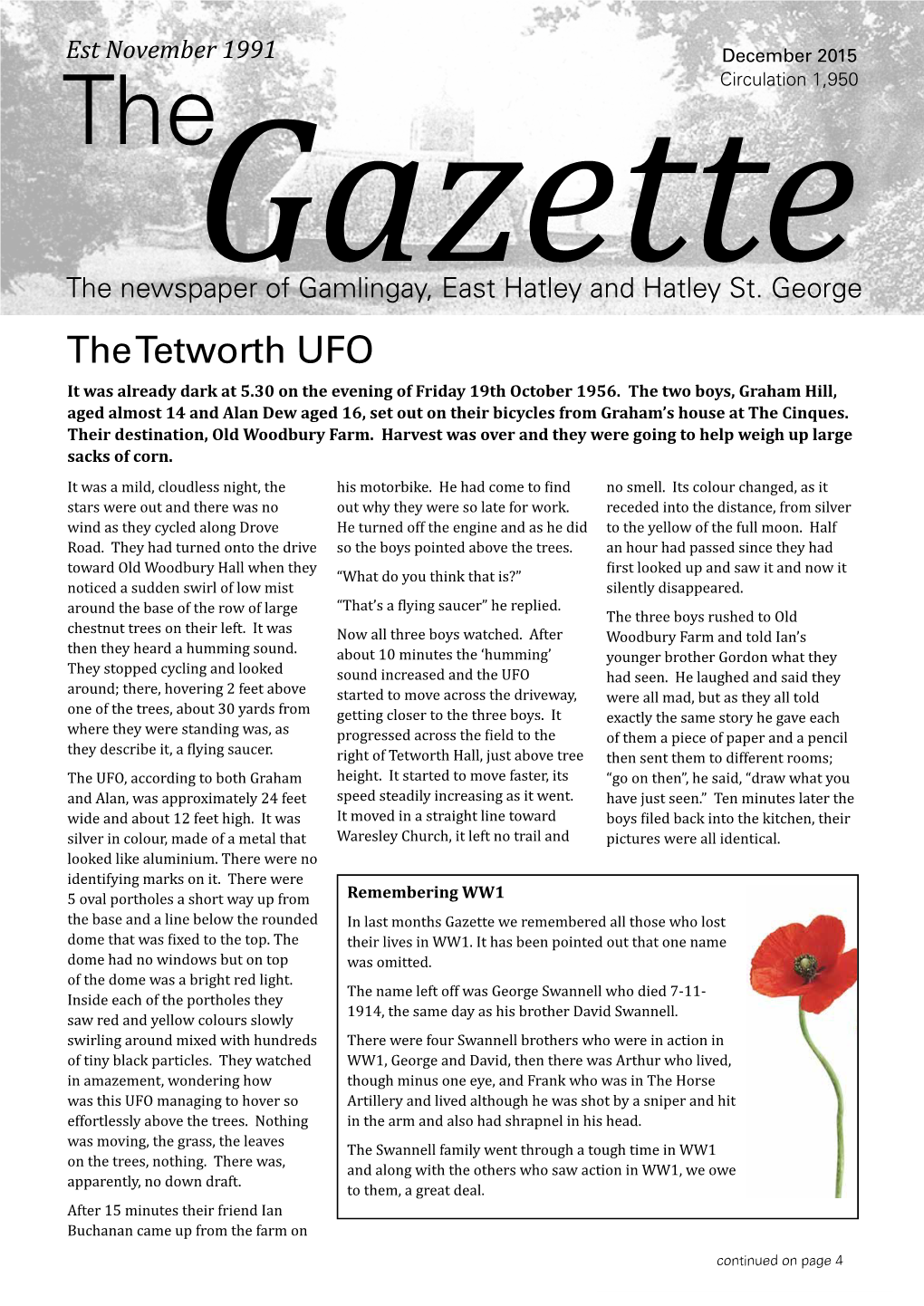 The Tetworth UFO It Was Already Dark at 5.30 on the Evening of Friday 19Th October 1956