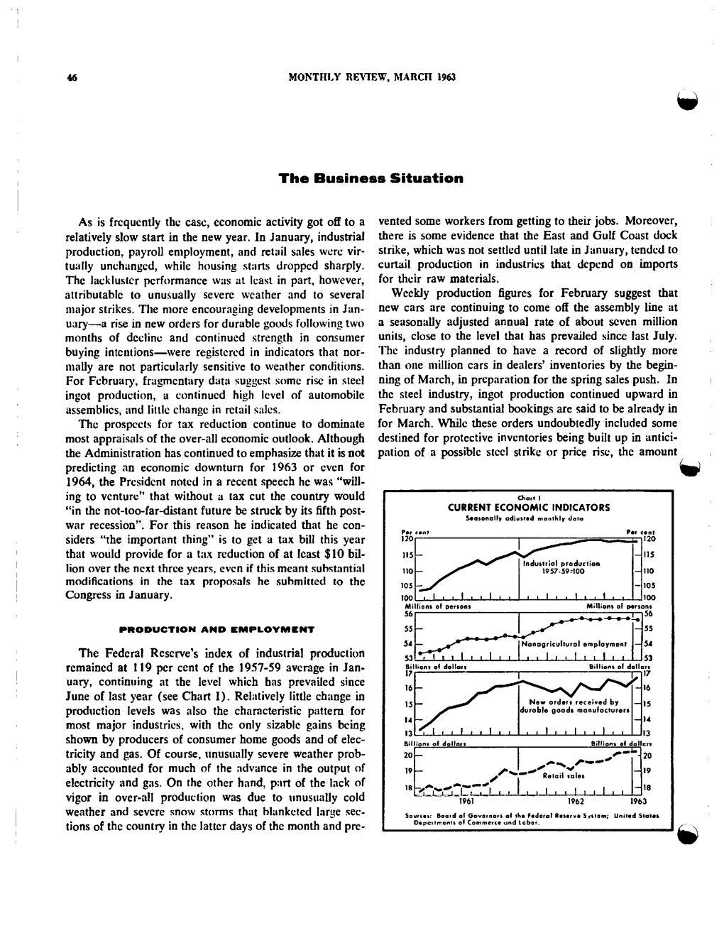 The Business Situation, March 1963