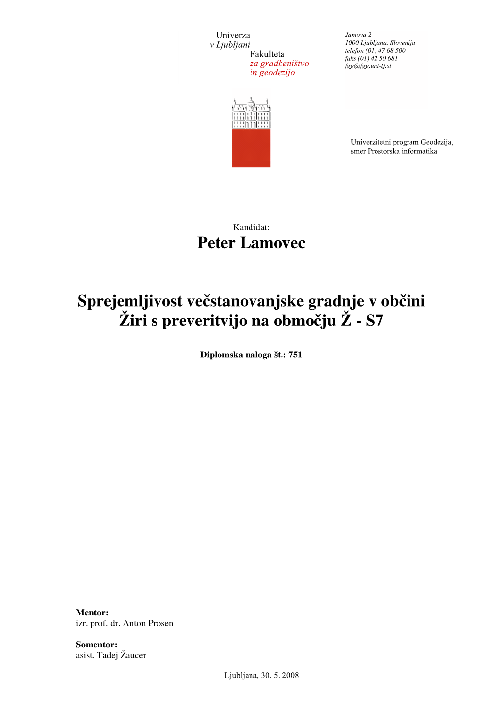 Peter Lamovec Sprejemljivost Večstanovanjske Gradnje V