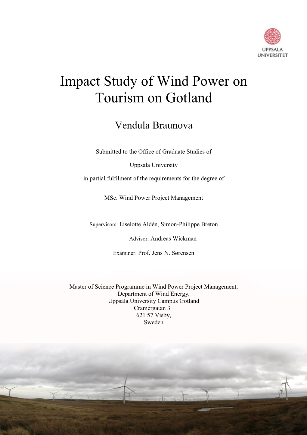 Impact Study of Wind Power on Tourism on Gotland