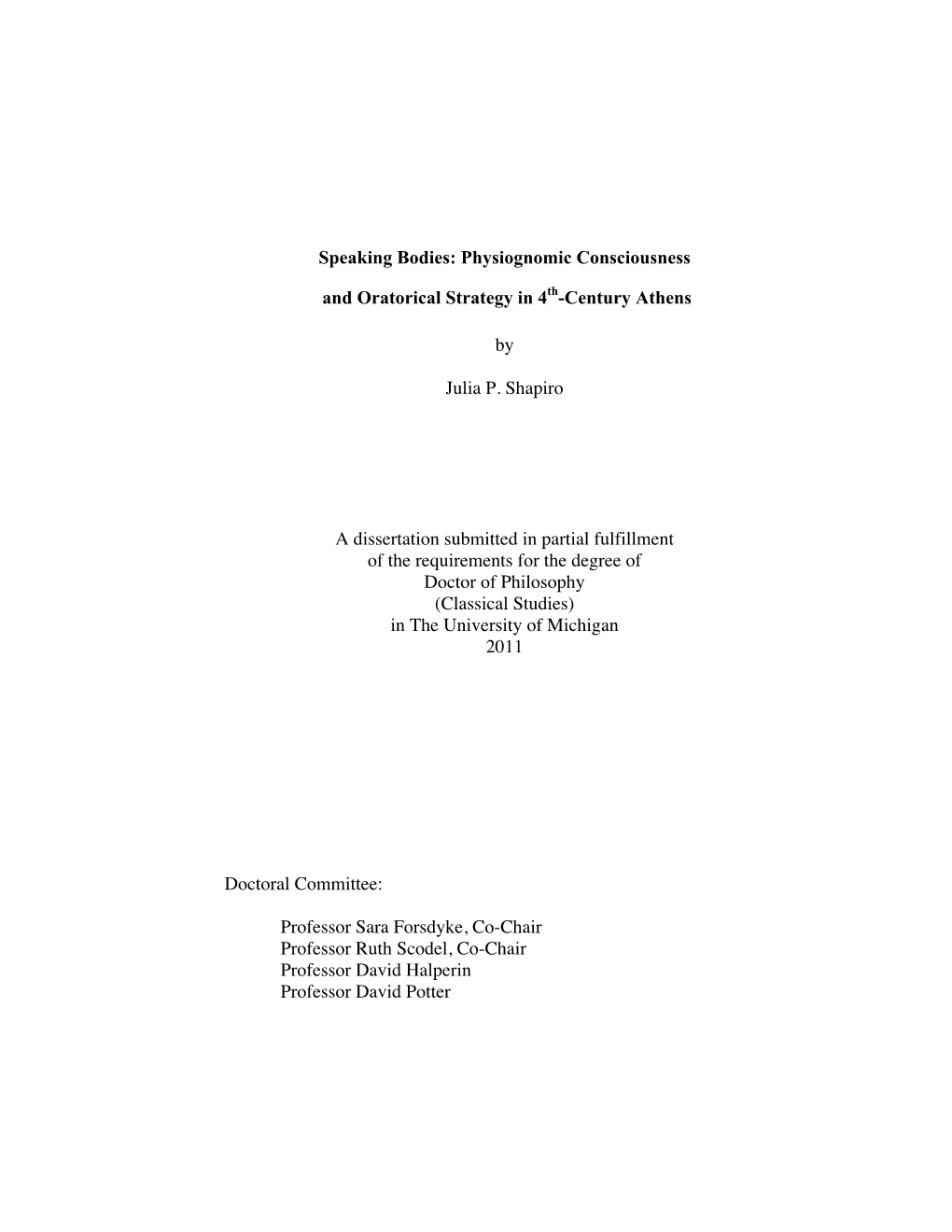 Physiognomic Consciousness and Oratorical Strategy in 4Th-Century