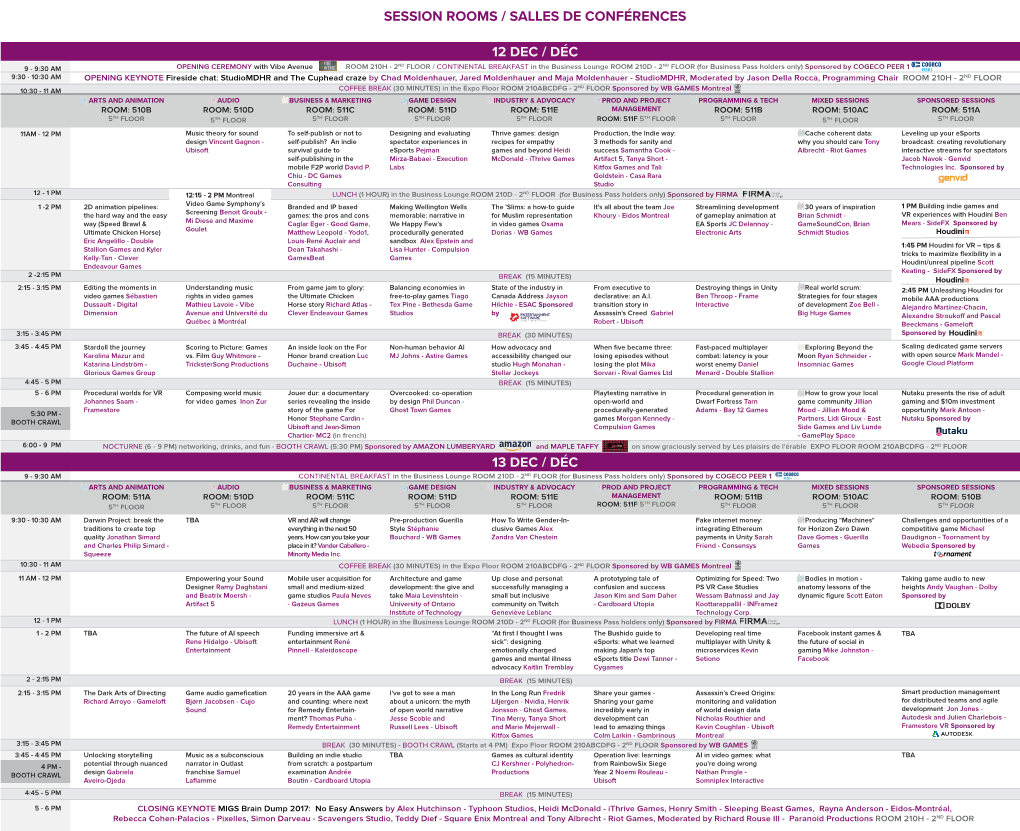 Session Rooms / Salles De Conférences 12 Dec / Déc 13