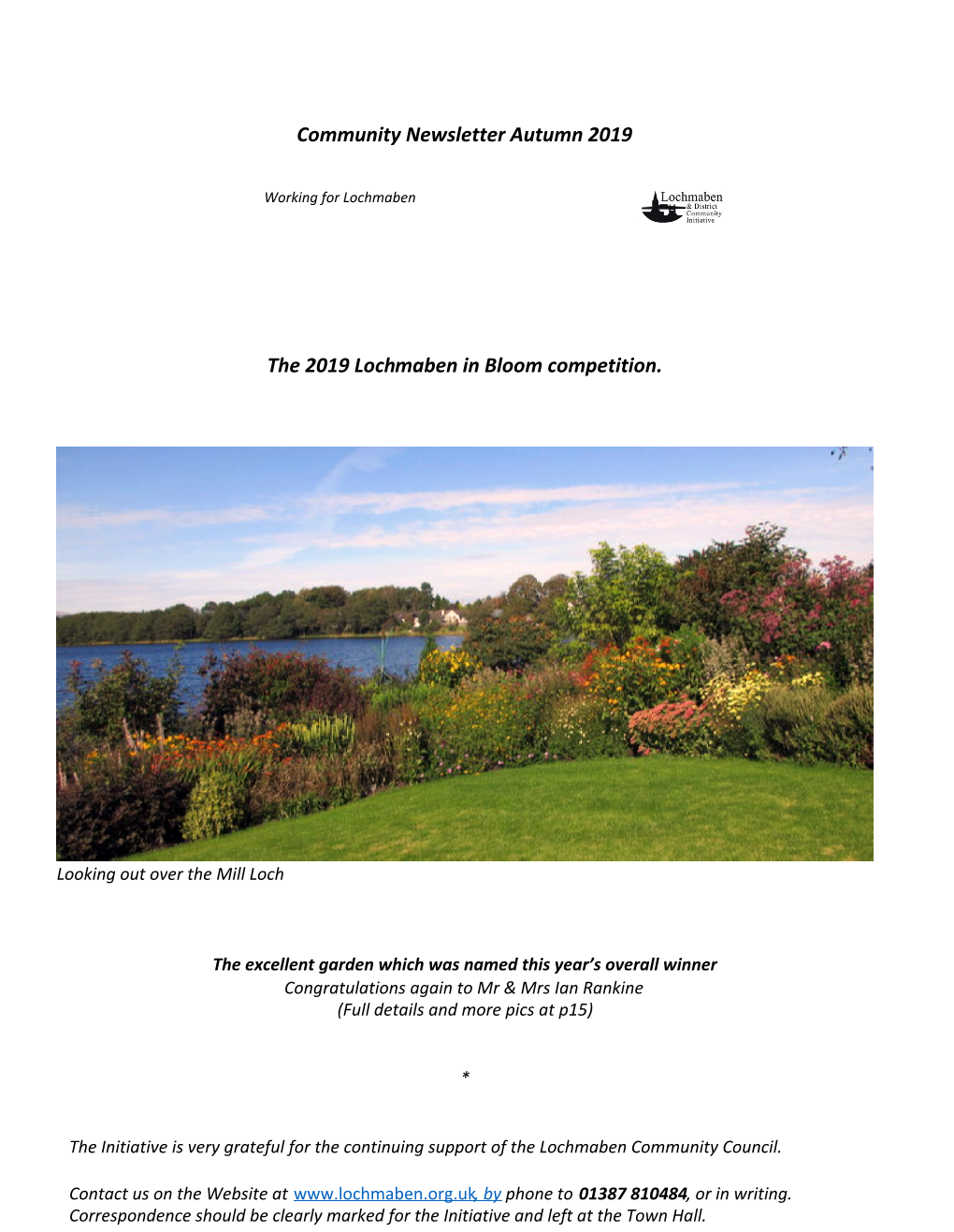 Community Newsletter Autumn 2019 the 2019 Lochmaben in Bloom