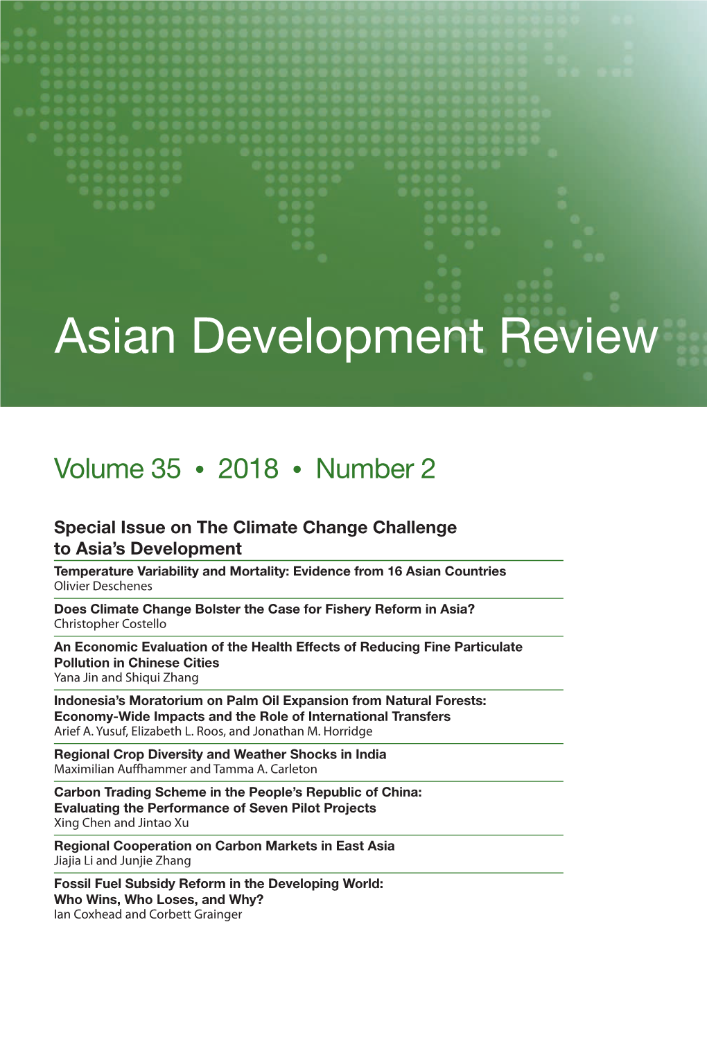 Asian Development Review: Volume 35, Number 2